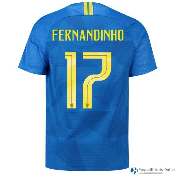 Brasilien Trikot Auswarts Fernandinho 2018 Blau Fussballtrikots Günstig